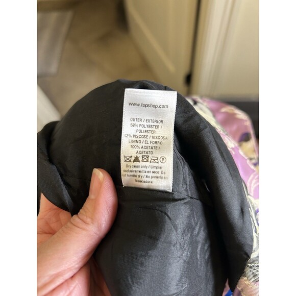 Topshop Asian Floral Jacquard Moto Zip Up Top Jacket Sz 8 Mandarin Collar - Picture 5 of 5